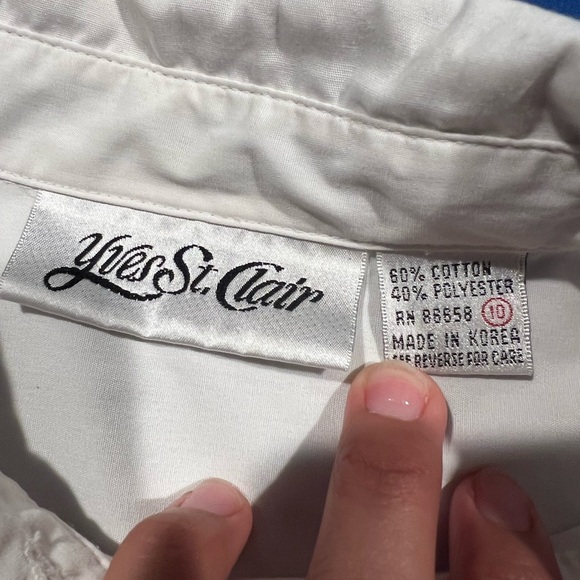 Yves St Clair Vintage White Collar Embroidered Button Down Size 10 - Picture 8 of 8